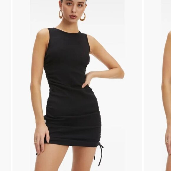 NWT Good American Black Ruched Tank Mini Dress - Size: 4 (Extra Large) - Picture 10 of 10